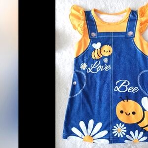 Cute Bee imitation Denim Dress for Kids